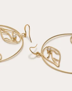 Ramy Brook Abrie Leaf Hoop Earrings Gold Fashion