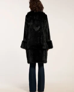 Ramy Brook Archie Faux Fur Coat Black Online