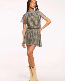 Ramy Brook Arizona Smocked Waist Mini Dress Sagetartan Sale