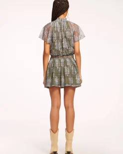 Ramy Brook Arizona Smocked Waist Mini Dress Sagetartan Sale