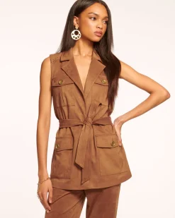 Ramy Brook Austin Faux Suede Vest Saddle Best