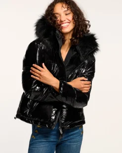 Ramy Brook Beatrice Reversible Puffer Coat Black Discount