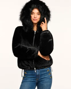 Ramy Brook Beatrice Reversible Puffer Coat Black Discount