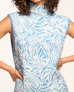 Ramy Brook Bev Sleeveless Turtleneck Sweater Blueanimal Sale