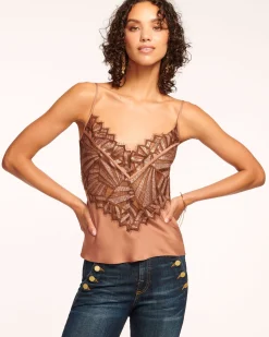 Ramy Brook Billie Lace Cami Tank Top Bronzelace Clearance