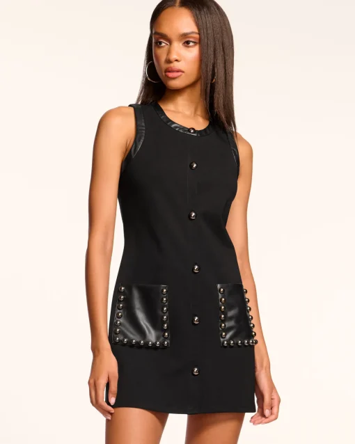 Ramy Brook Bryanna Studded Ponte Mini Dress Blackponte Fashion