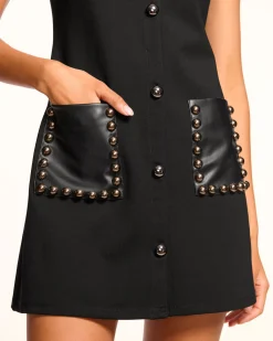 Ramy Brook Bryanna Studded Ponte Mini Dress Blackponte Fashion