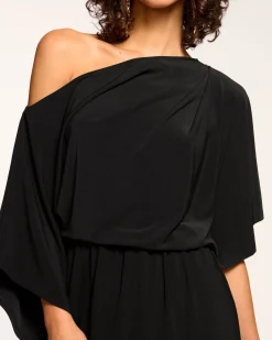 Ramy Brook Carlina Off-The-Shoulder Jersey Midi Dress Black Fashion
