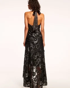 Ramy Brook Chaplin Lace Halter Gown Gunmetalfloral Online