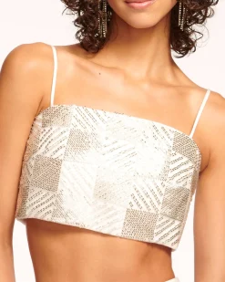 Ramy Brook Chase Beaded Crop Top Silverbead Online