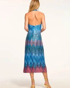 Ramy Brook Coty Halter Midi Dress Bluechevron Discount