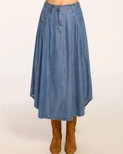 Ramy Brook Dallas Midi Skirt Chambray Hot