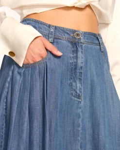 Ramy Brook Dallas Midi Skirt Chambray Hot
