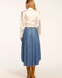 Ramy Brook Dallas Midi Skirt Chambray Hot