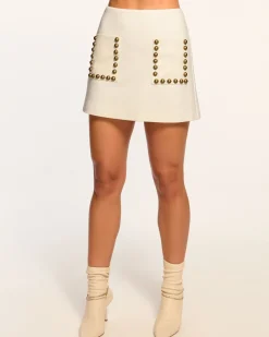 Ramy Brook Deidre Studded Ponte Mini Skirt Whiteponte Online