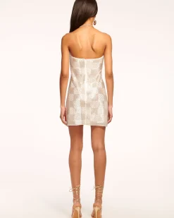 Ramy Brook Delia Strapless Beaded Mini Dress Silverbead New