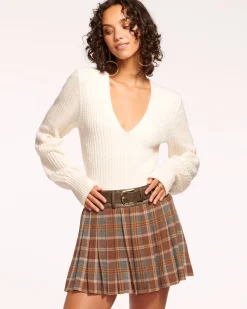 Ramy Brook Derrick Pleated Belted Mini Skirt Saddleplaid Outlet