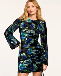 Ramy Brook Dexter Ruched Long Sleeve Mini Dress Lapisfloral Outlet