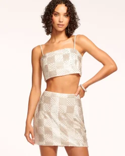 Ramy Brook Edson Beaded Mini Skirt Silverbead Outlet