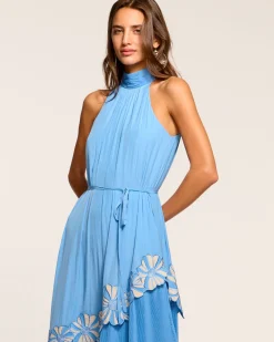 Ramy Brook Eleah Embellished High Neck Maxi Dress Ribbonblue Fashion