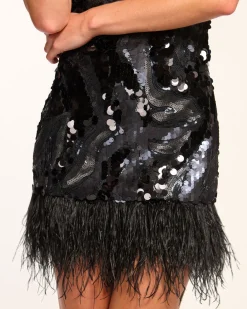 Ramy Brook Elsie Sequin Feather Mini Dress New