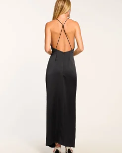 Ramy Brook Ester Embellished V-Neck Gown Black Hot