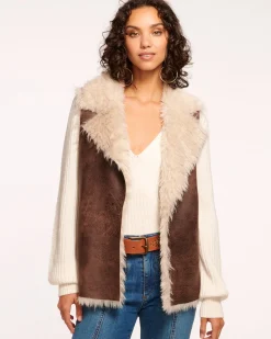 Ramy Brook Finney Reversible Faux Shearling Vest Brownshearling Outlet