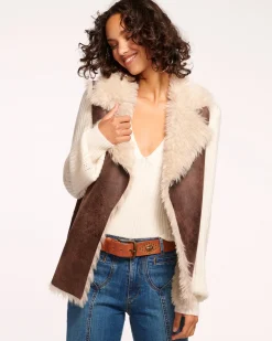 Ramy Brook Finney Reversible Faux Shearling Vest Brownshearling Outlet