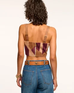 Ramy Brook Finnley Patchwork Faux Suede Crop Top Pinotpatchwork New