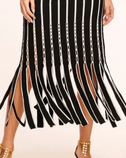 Ramy Brook Frida Fringe Knit Midi Dress Blackfringe Discount