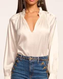 Ramy Brook Gayle Silk Long Sleeve Blouse Clearance