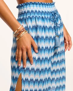 Ramy Brook Glora High Rise Coverup Pant Bluechevron Fashion