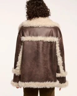 Ramy Brook Hal Faux Shearling Coat Brownshearling Online