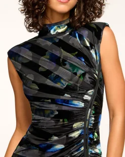 Ramy Brook Hallie Ruched Mock Neck Midi Dress Lapisfloral Online