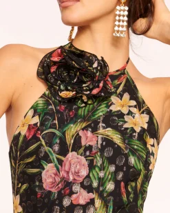 Ramy Brook Idella Ruffle Halter Gown Midnightfloral Discount