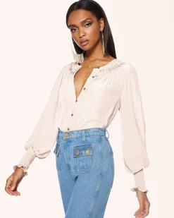 Ramy Brook Isla Puff Sleeve Blouse Sandstone Outlet