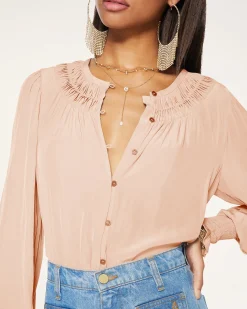 Ramy Brook Isla Puff Sleeve Blouse Sandstone Outlet