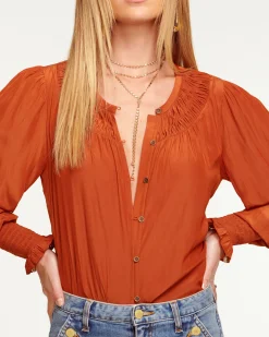 Ramy Brook Isla Puff Sleeve Blouse Sandstone Outlet