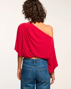 Ramy Brook Jamila Off-The-Shoulder Top Ruby Hot