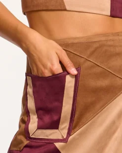 Ramy Brook Jeannie Patchwork Faux Suede Skirt Pinotpatchwork Hot
