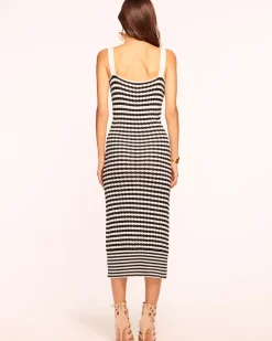 Ramy Brook Jessa Knit Midi Dress Blackstripe Discount