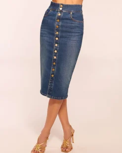 Ramy Brook Karter High Waisted Denim Skirt Mediumwash Fashion