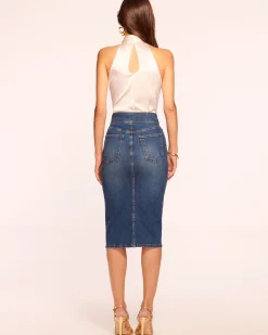 Ramy Brook Karter High Waisted Denim Skirt Mediumwash Fashion