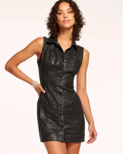 Ramy Brook Katalina Metallic Denim Dress Blackmetallic Fashion