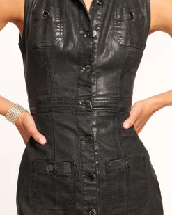 Ramy Brook Katalina Metallic Denim Dress Blackmetallic Fashion