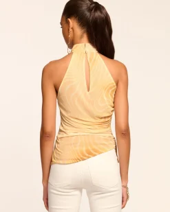 Ramy Brook Kemeisha Ruched Halter Top Burlapswirl Discount