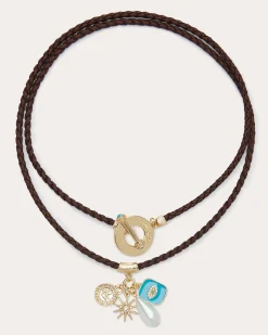 Ramy Brook Kenna Choker Charm Necklace Brown Clearance