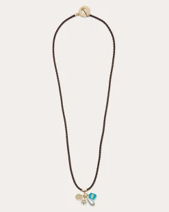 Ramy Brook Kenna Choker Charm Necklace Brown Clearance
