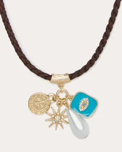 Ramy Brook Kenna Choker Charm Necklace Brown Clearance