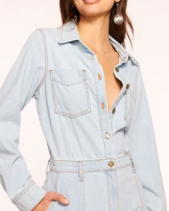 Ramy Brook Lavinia Relaxed Denim Romper Bleachedwash Best